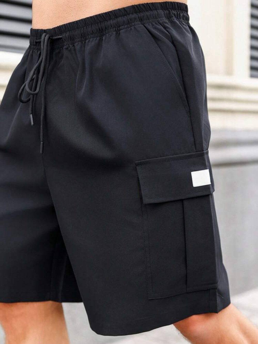 Manfinity Flip Pocket Casual Cargo Shorts Black Size Medium